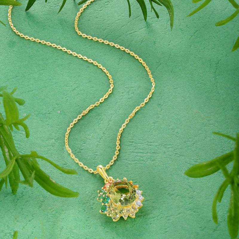 Santuzza Sterling Silver Gemstone Flower Pendant for Women - Image 3